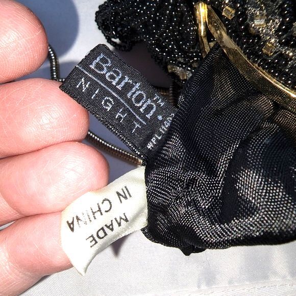 Vintage Carolyne Barton Night Black Beaded Small Evening Bag, 6"X5"X2" - Picture 7 of 9